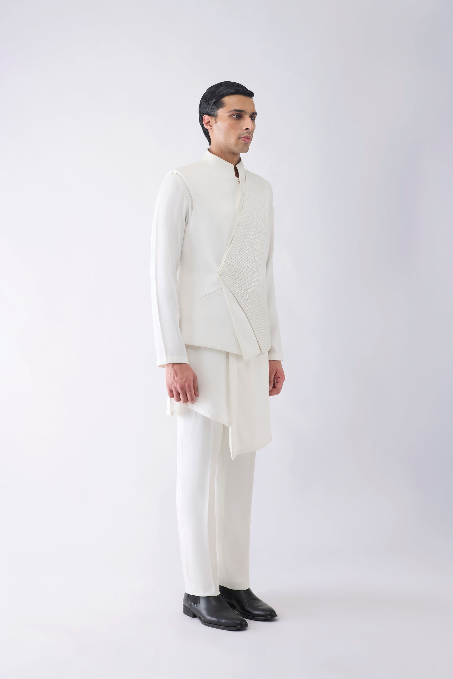 Overlap Corded Kurta Bundi Set