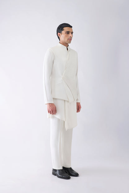 Overlap Corded Kurta Bundi Set