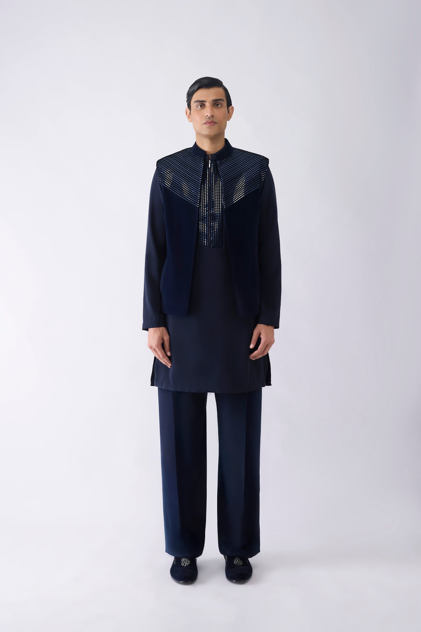 Metallic Hand Woven Kurta Bundi Set