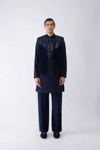 Metallic Hand Woven Kurta Bundi Set