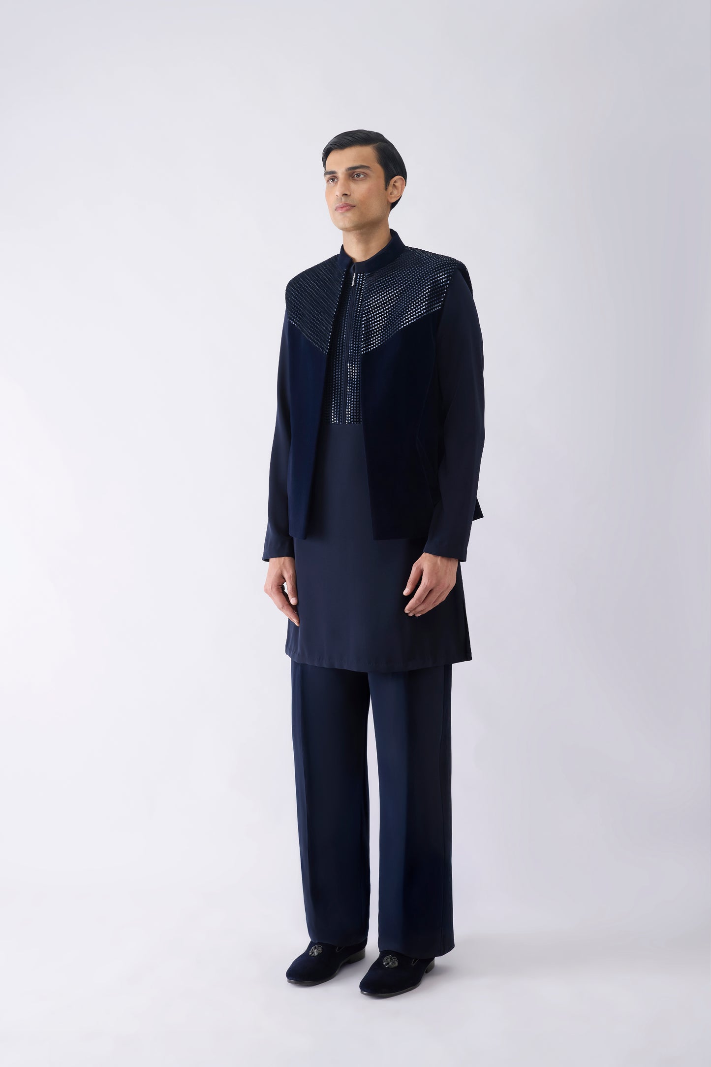 Metallic Hand Woven Kurta Bundi Set