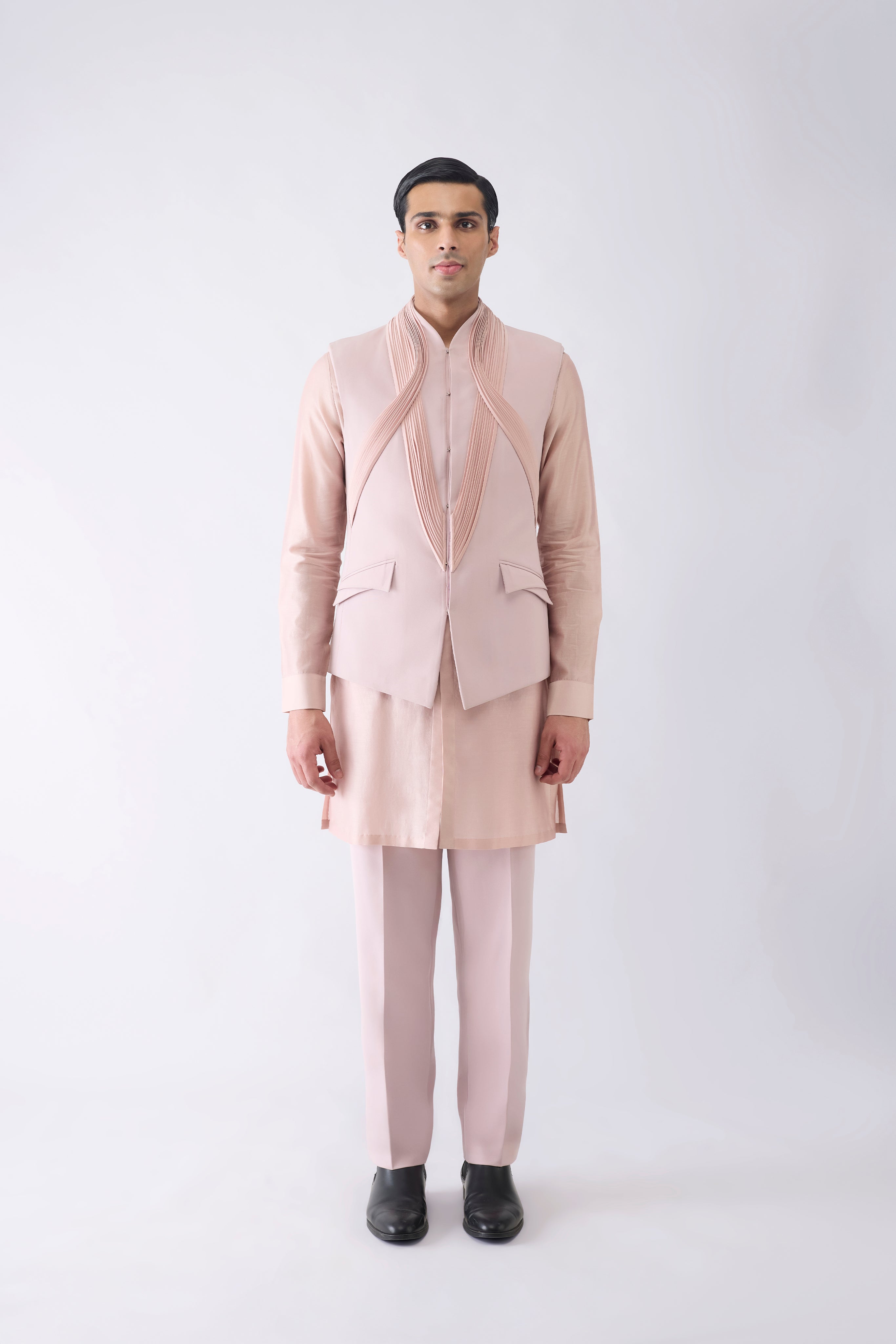 Strata Micro Pleated Kurta Bundi Set