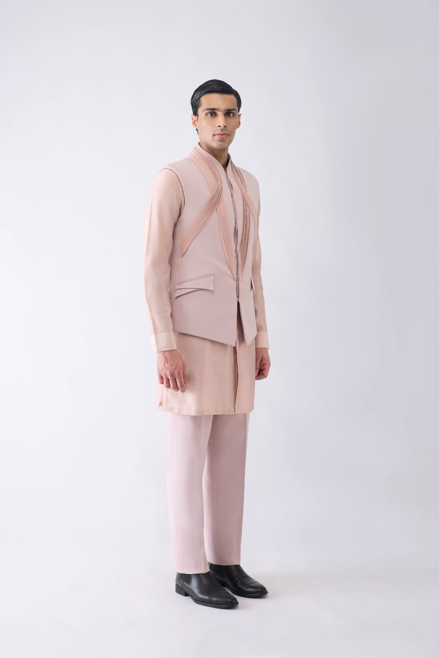 Strata Micro Pleated Kurta Bundi Set