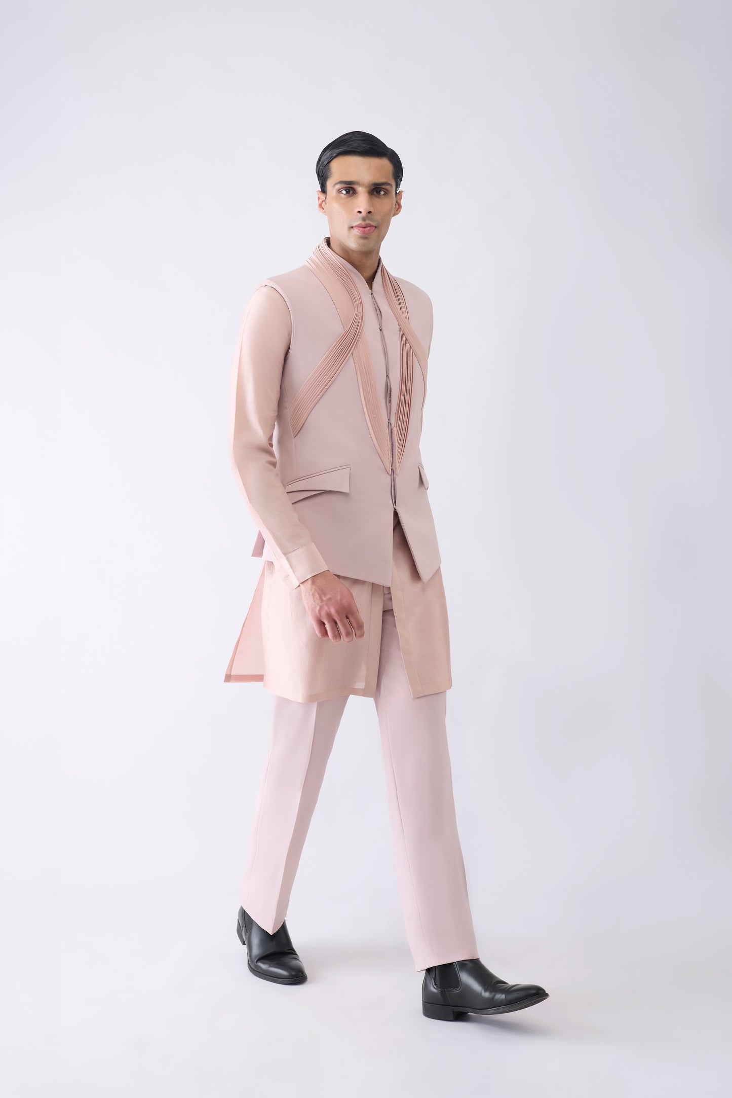 Strata Micro Pleated Kurta Bundi Set
