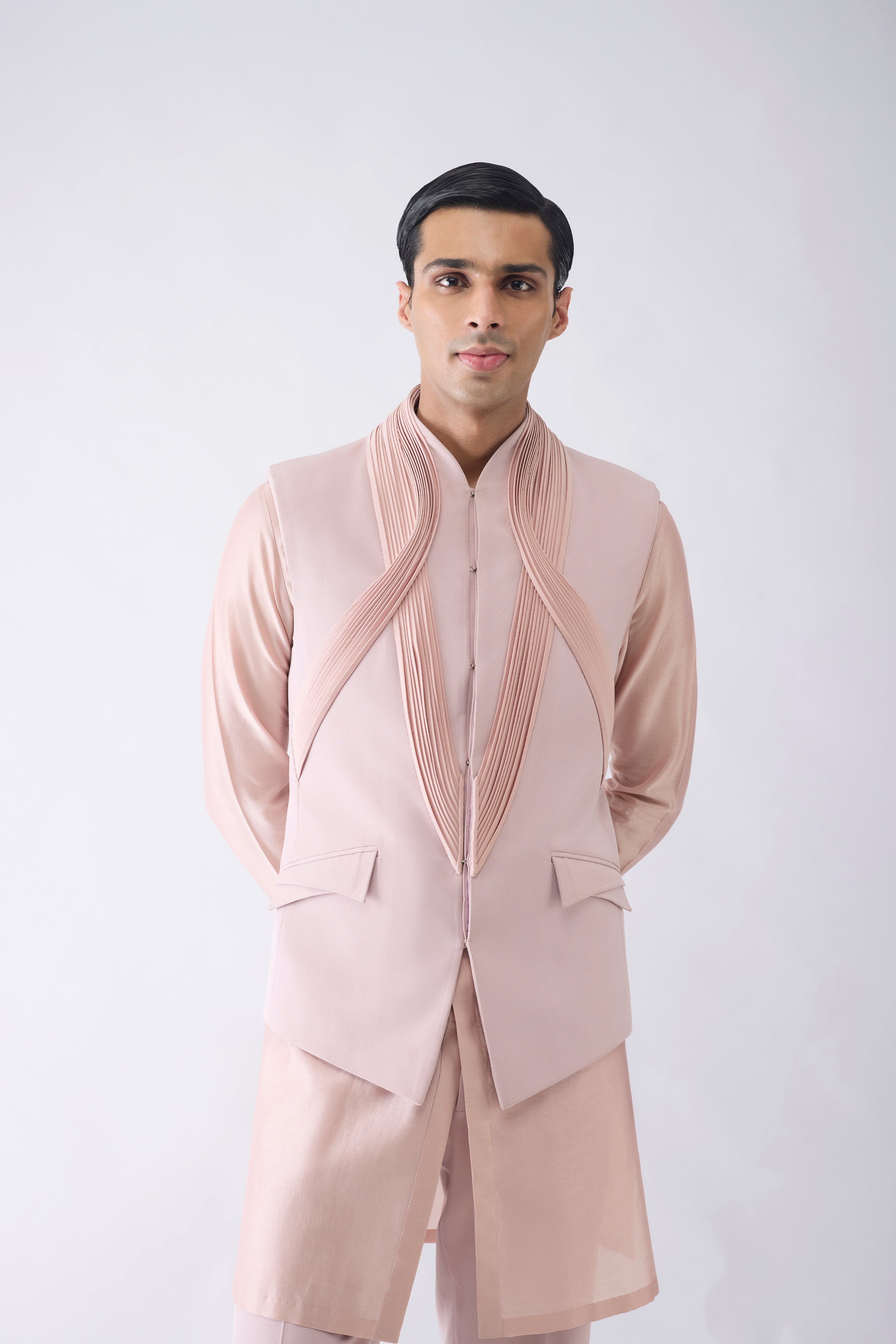 Strata Micro Pleated Waistcoat Bundi Set