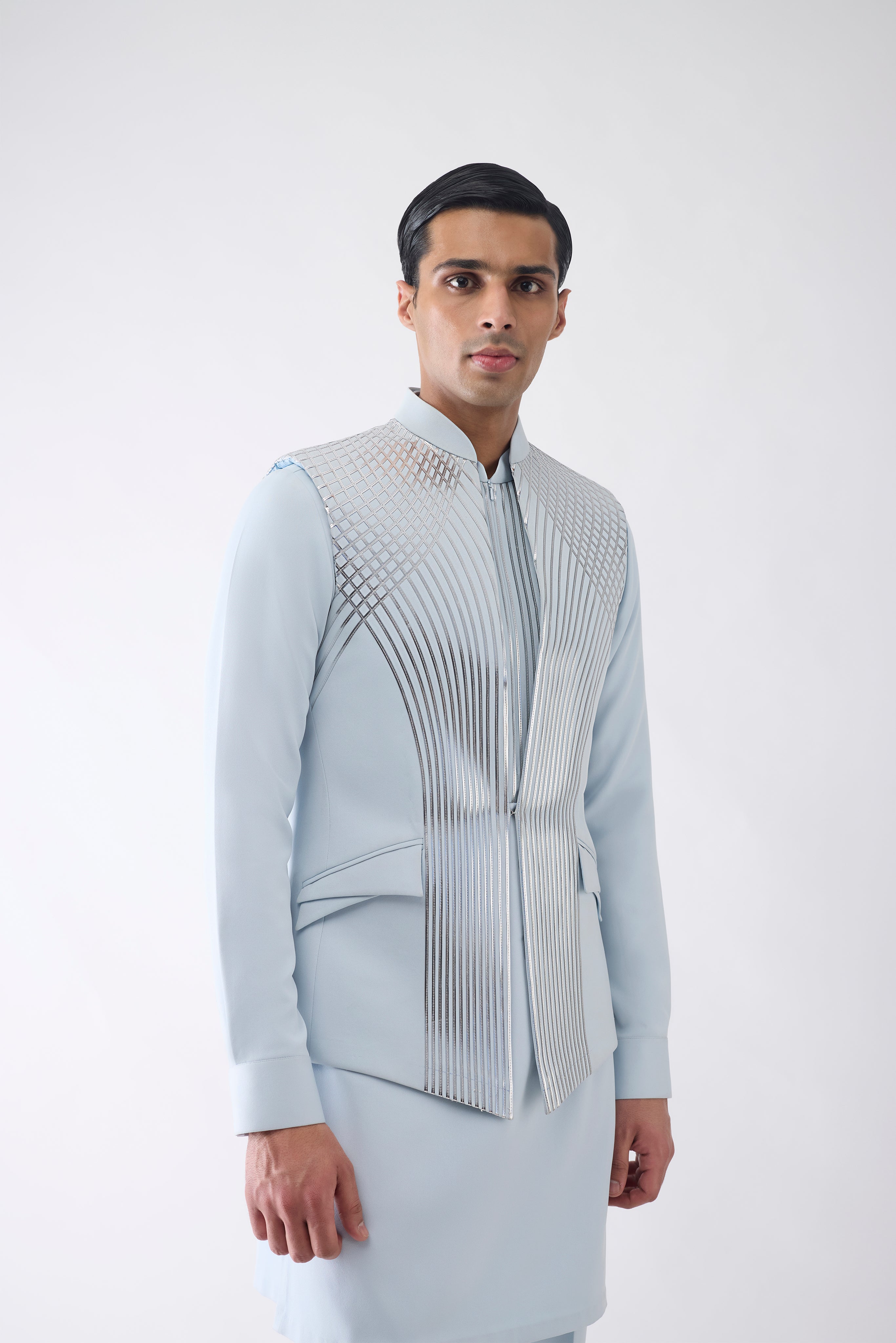 Metallic Kurta Waistcoat Set