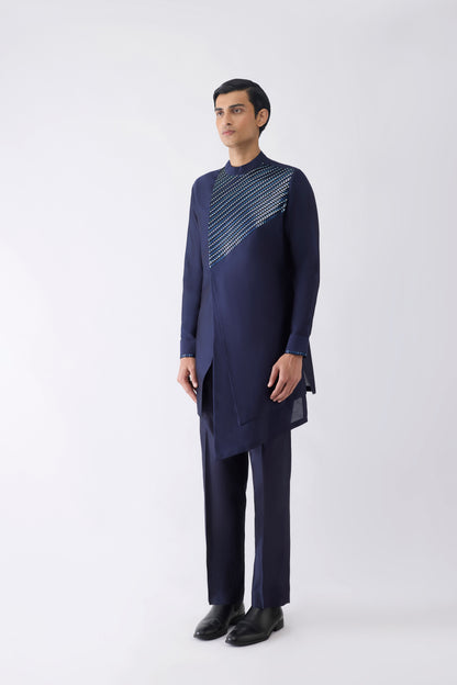 Asymmetric Metallic Hand Woven Kurta