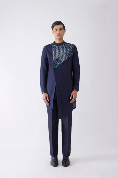 Asymmetric Metallic Hand Woven Kurta