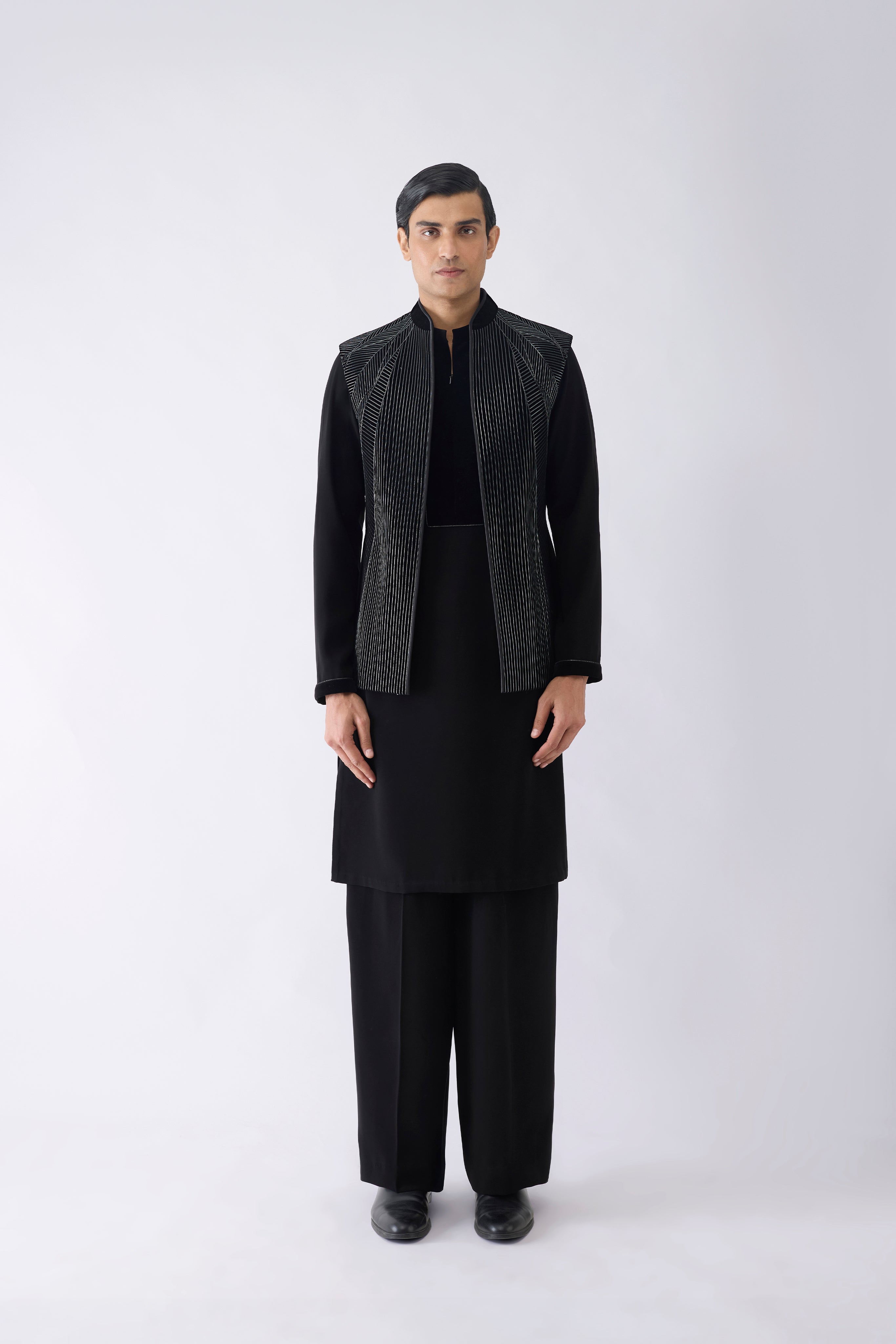Corded Kurta Bundi Set
