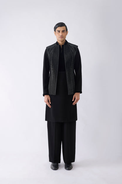 Corded Kurta Bundi Set