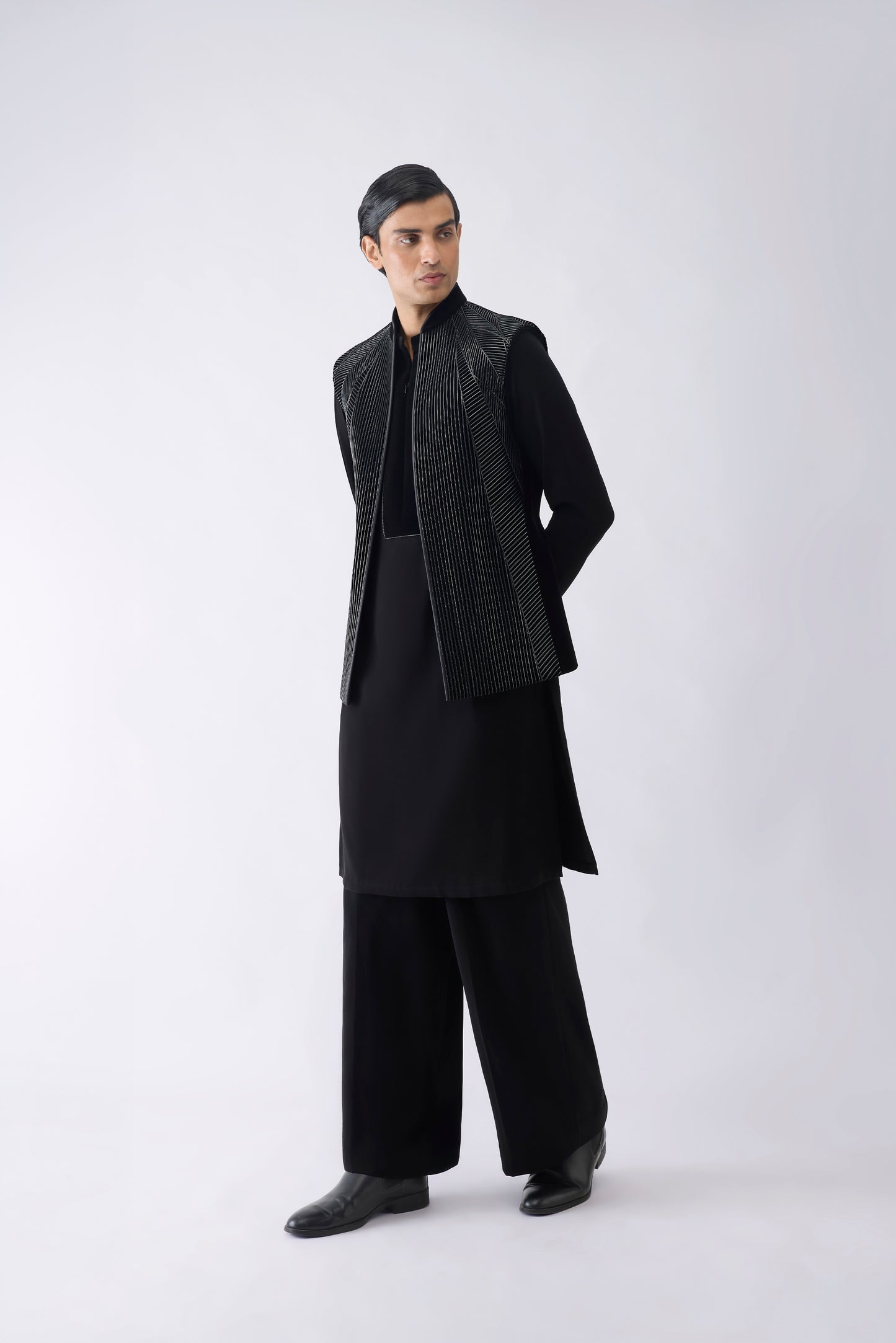 Corded Kurta Bundi Set