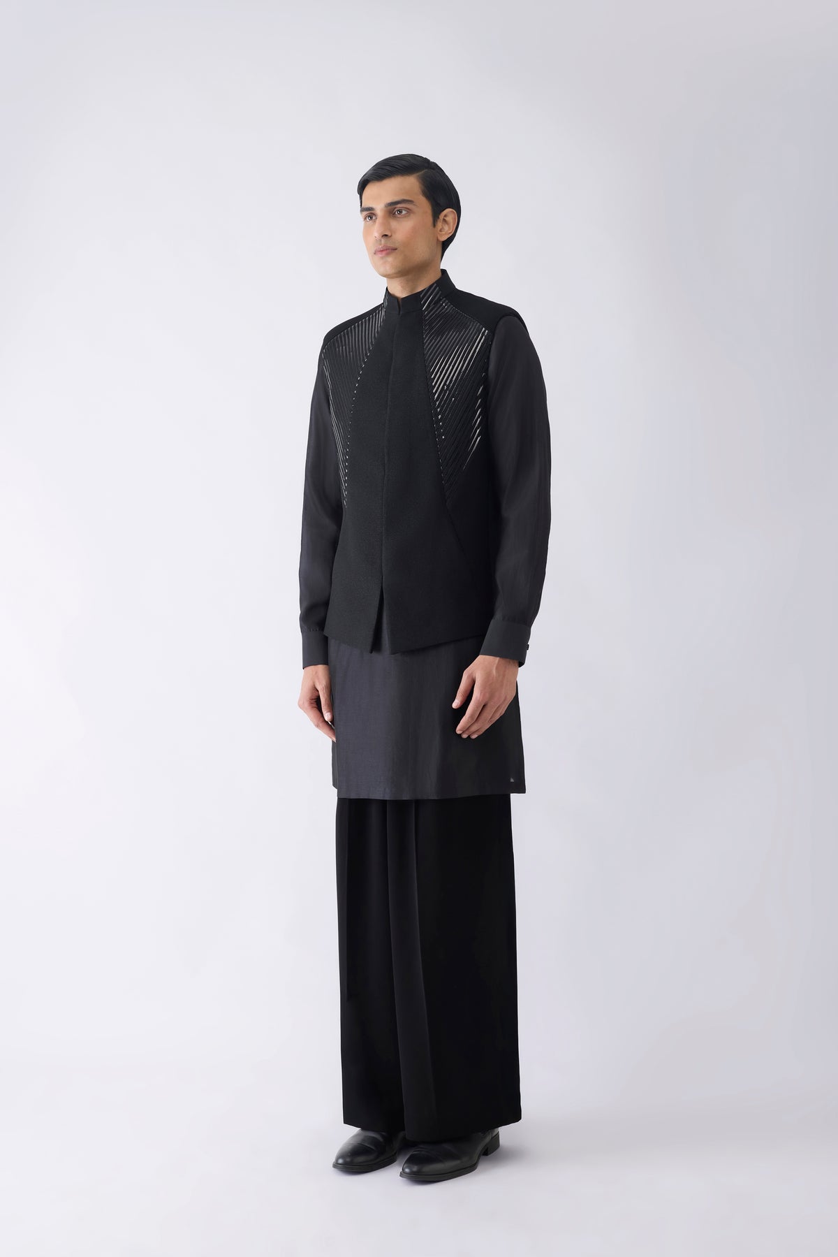 Metallic Kurta Waistcoat Set