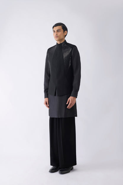 Metallic Kurta Waistcoat Set