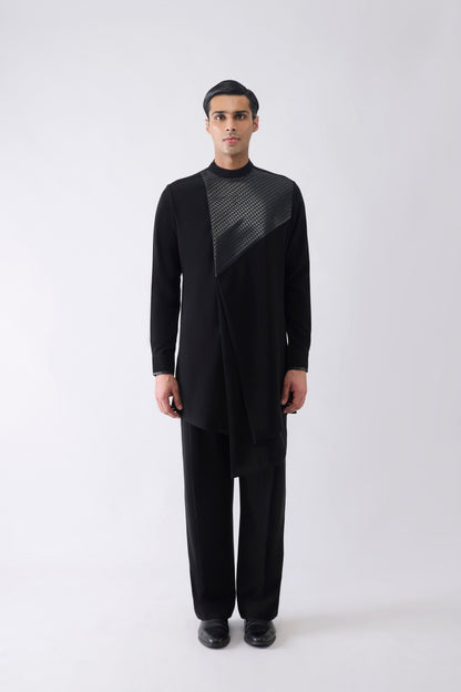 Asymmetric Metallic Hand Woven Kurta