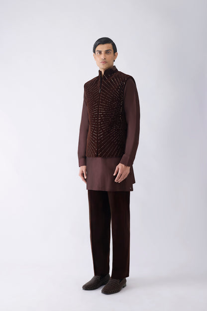 Metallic Hand Woven Kurta Bundi Set