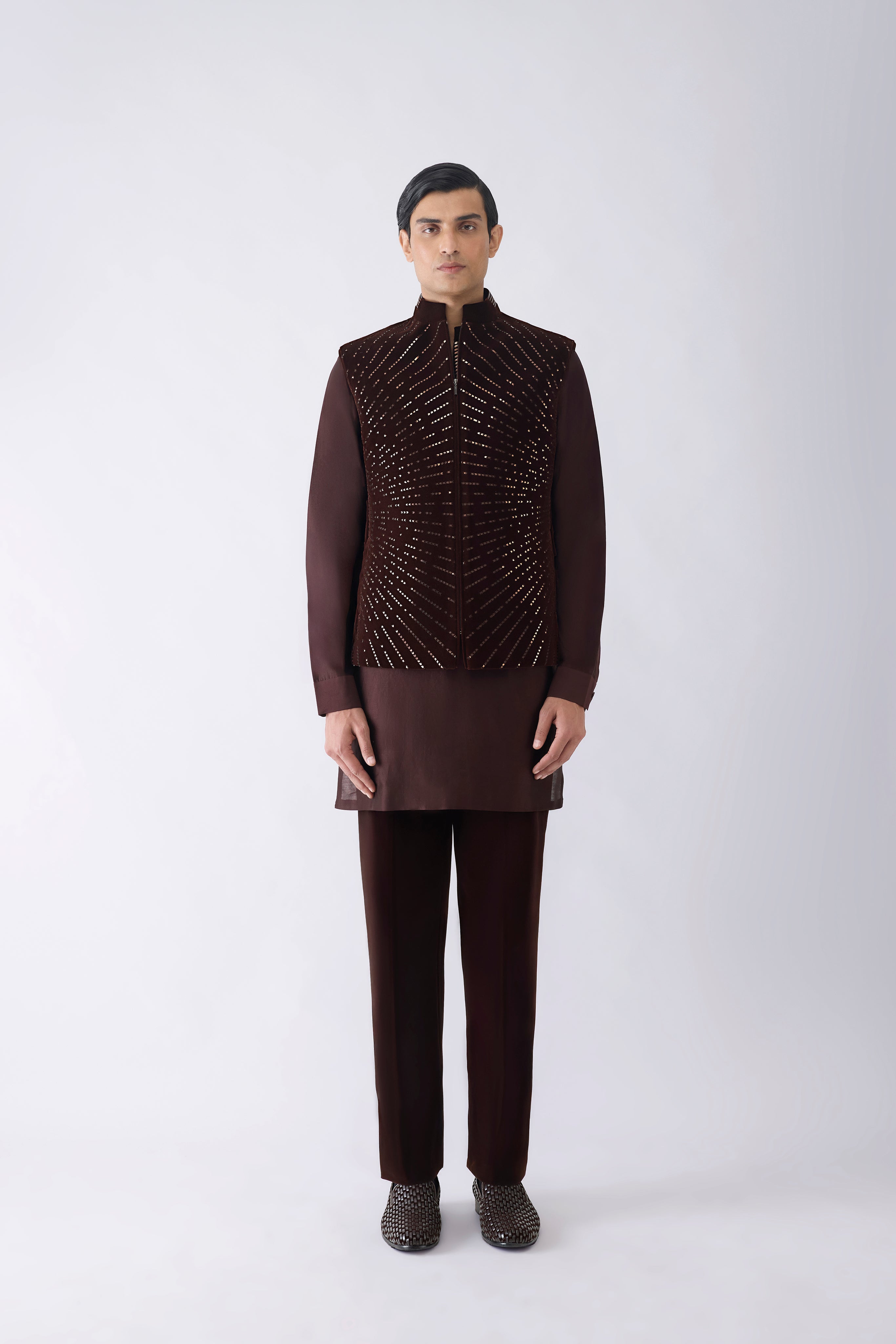 Metallic Hand Woven Kurta Bundi Set