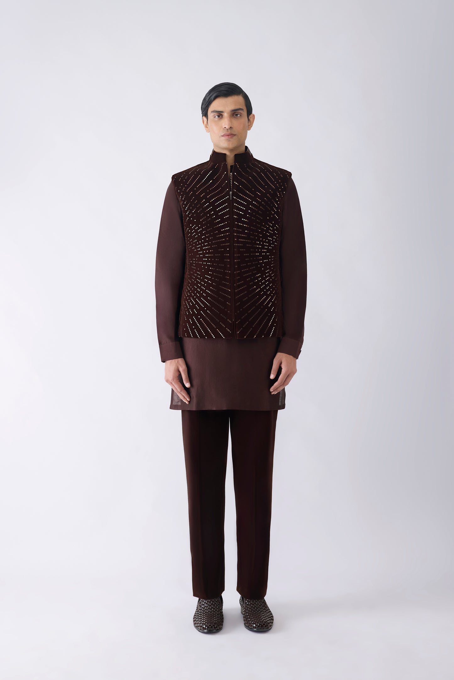 Metallic Hand Woven Kurta Bundi Set