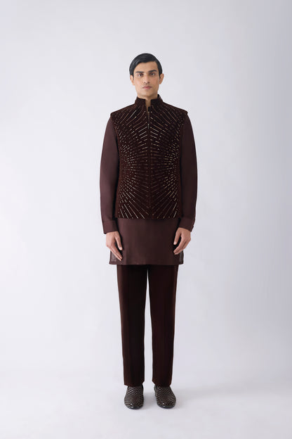 Metallic Hand Woven Kurta Bundi Set