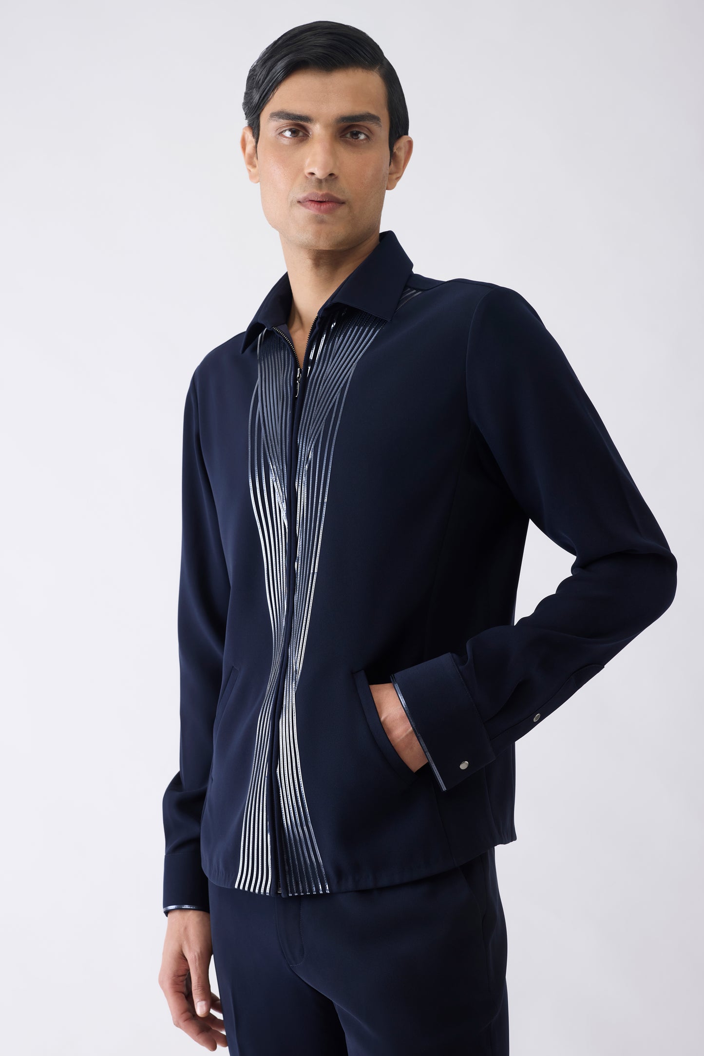 Metallic Shacket in Crepe