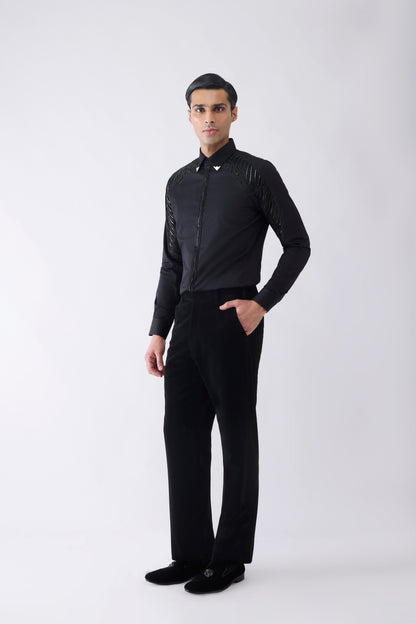 Engineered Metallic Shirt With Glass Beads