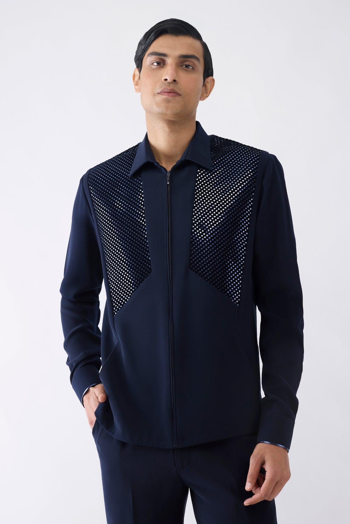 Metallic Hand Woven Shacket in Crepe