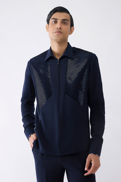 Metallic Hand Woven Shacket in Crepe