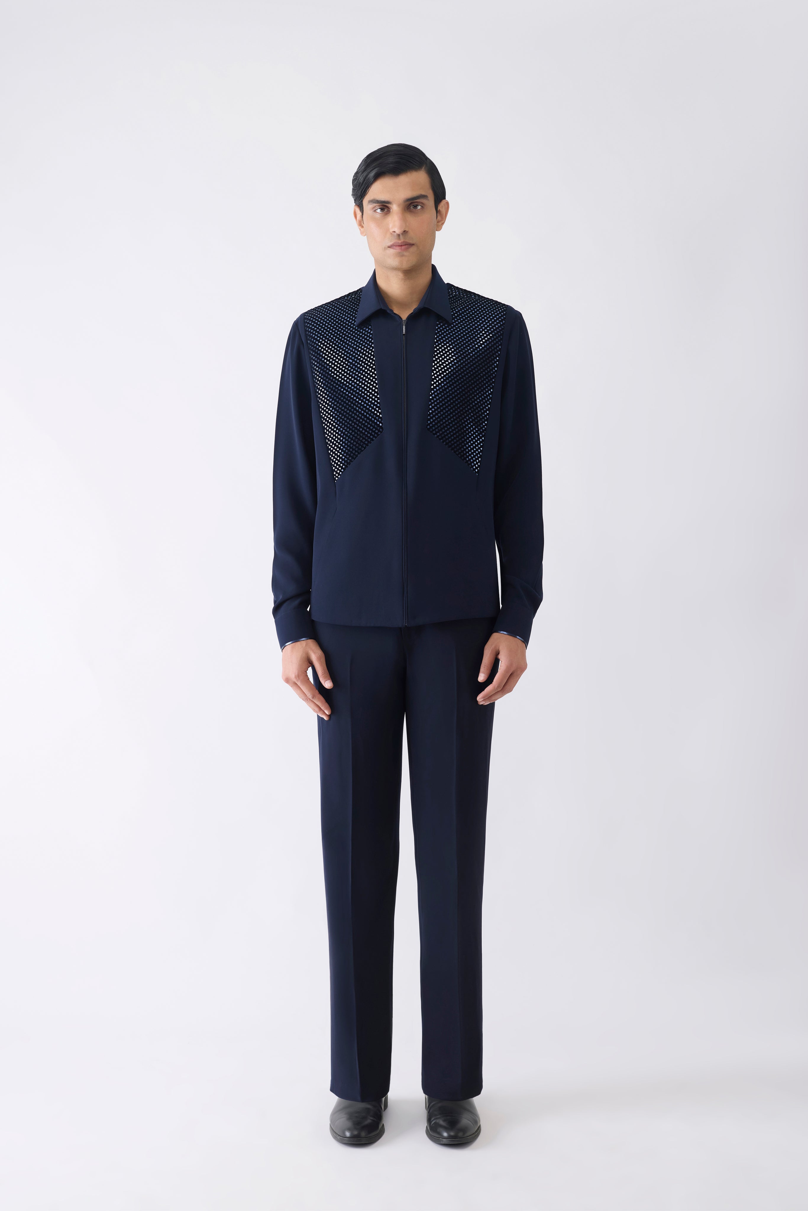 Metallic Hand Woven Shacket in Crepe