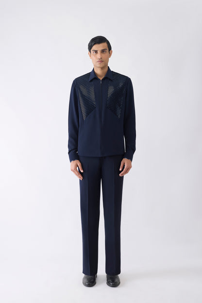 Metallic Hand Woven Shacket in Crepe