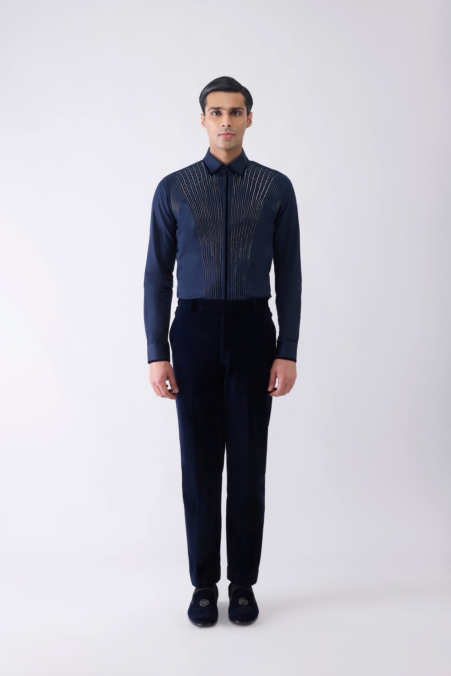 Metallic Shirt With Glass Beads