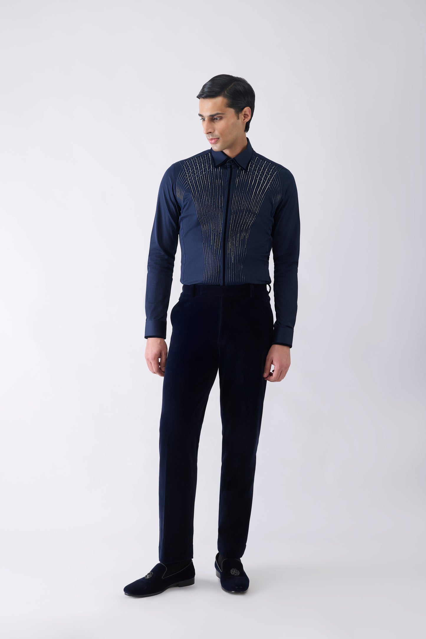 Metallic Shirt With Glass Beads