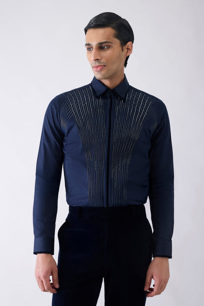 Metallic Shirt With Glass Beads