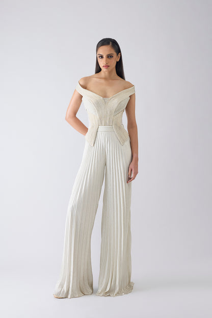 Structured Plisse Jumpsuit