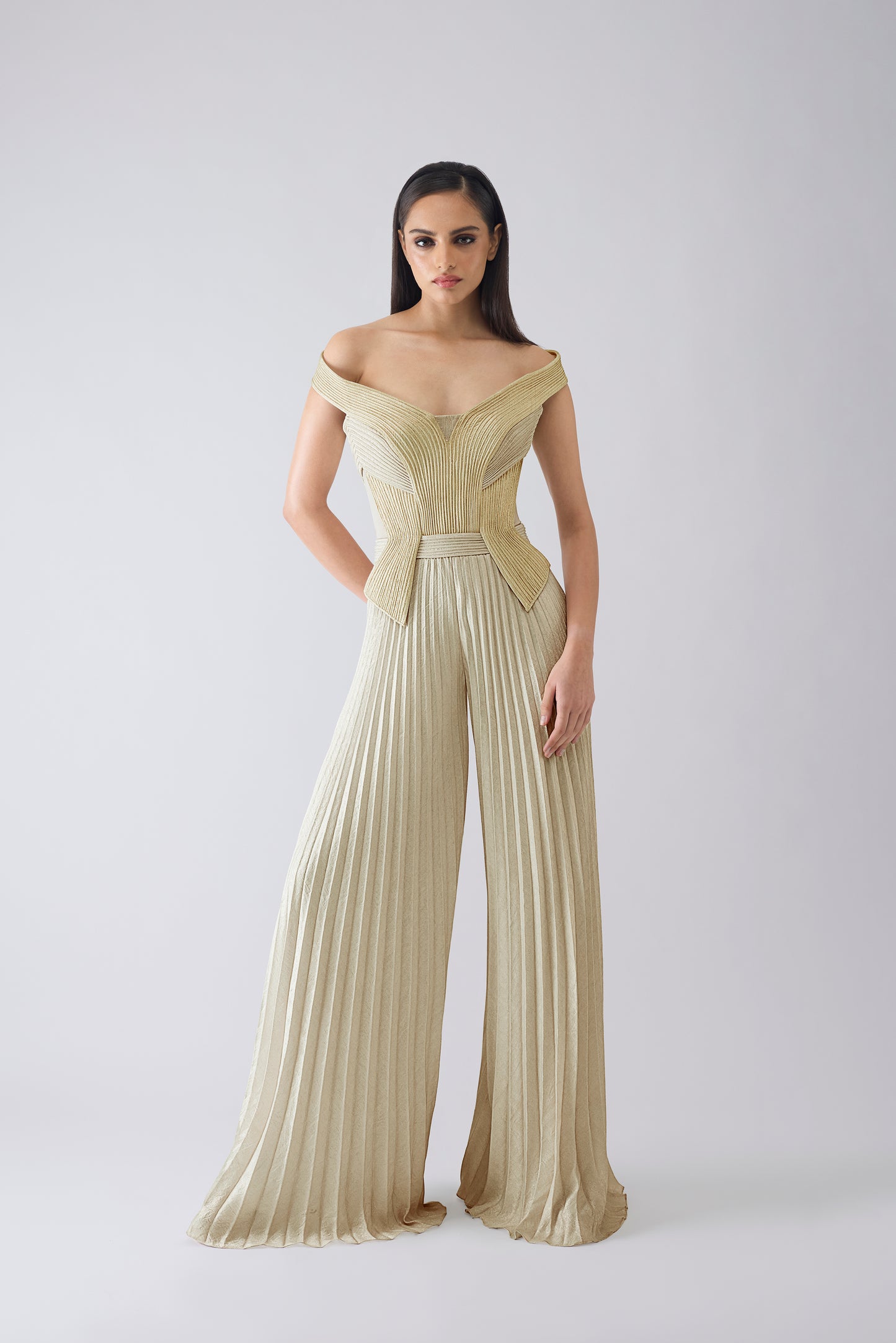 Structured Plisse Jumpsuit