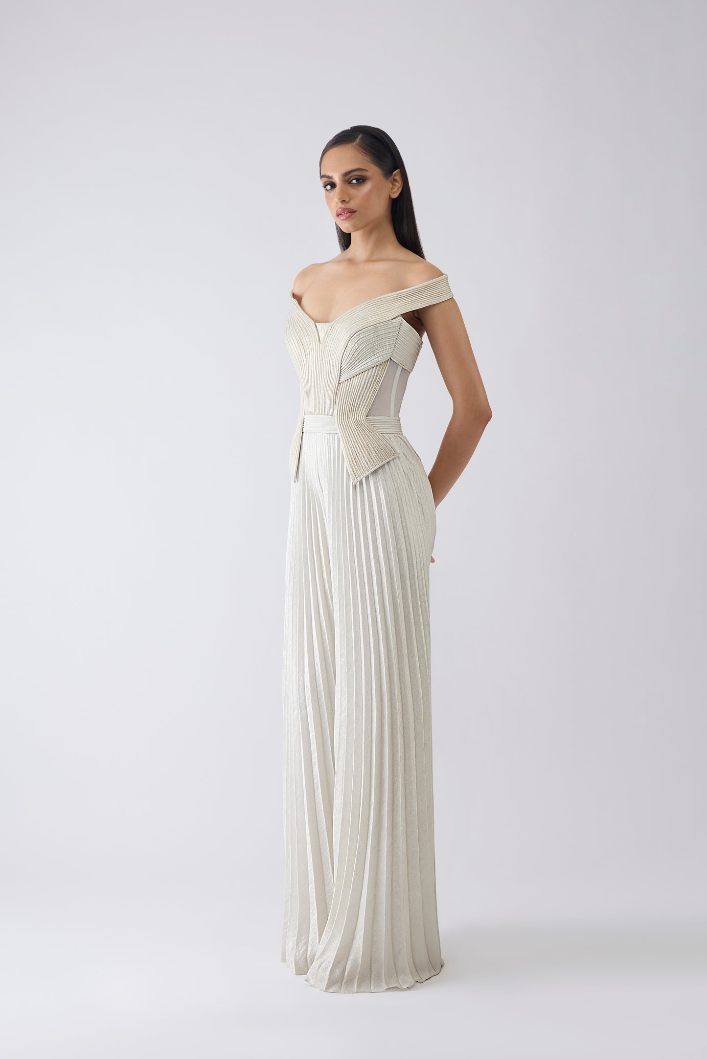 Structured Plisse Jumpsuit