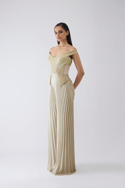Structured Plisse Jumpsuit