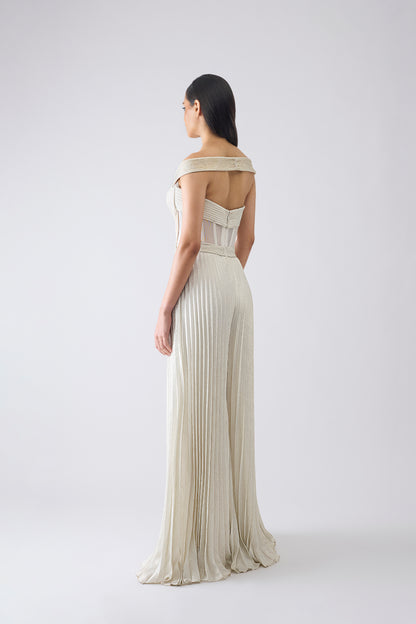 Structured Plisse Jumpsuit