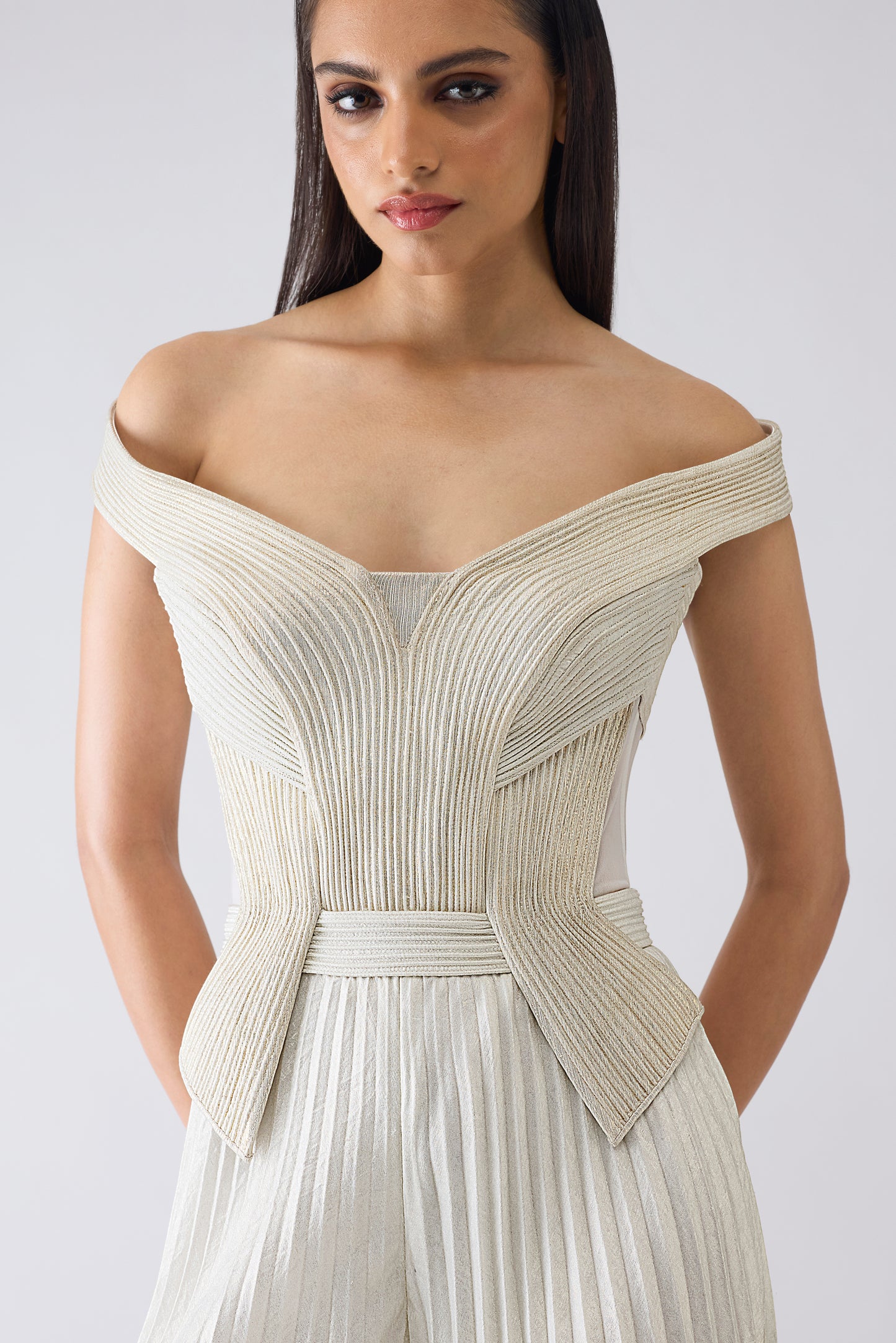 Structured Plisse Jumpsuit