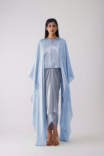 Woven Metallic Cape and Skirt Set