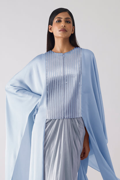Woven Metallic Cape and Skirt Set
