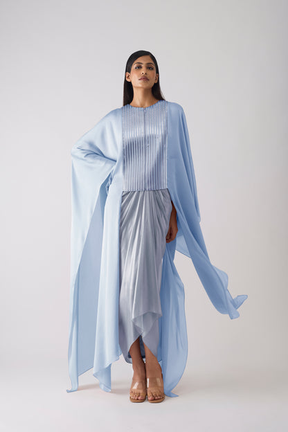Woven Metallic Cape and Skirt Set