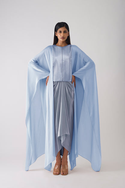 Woven Metallic Cape and Skirt Set