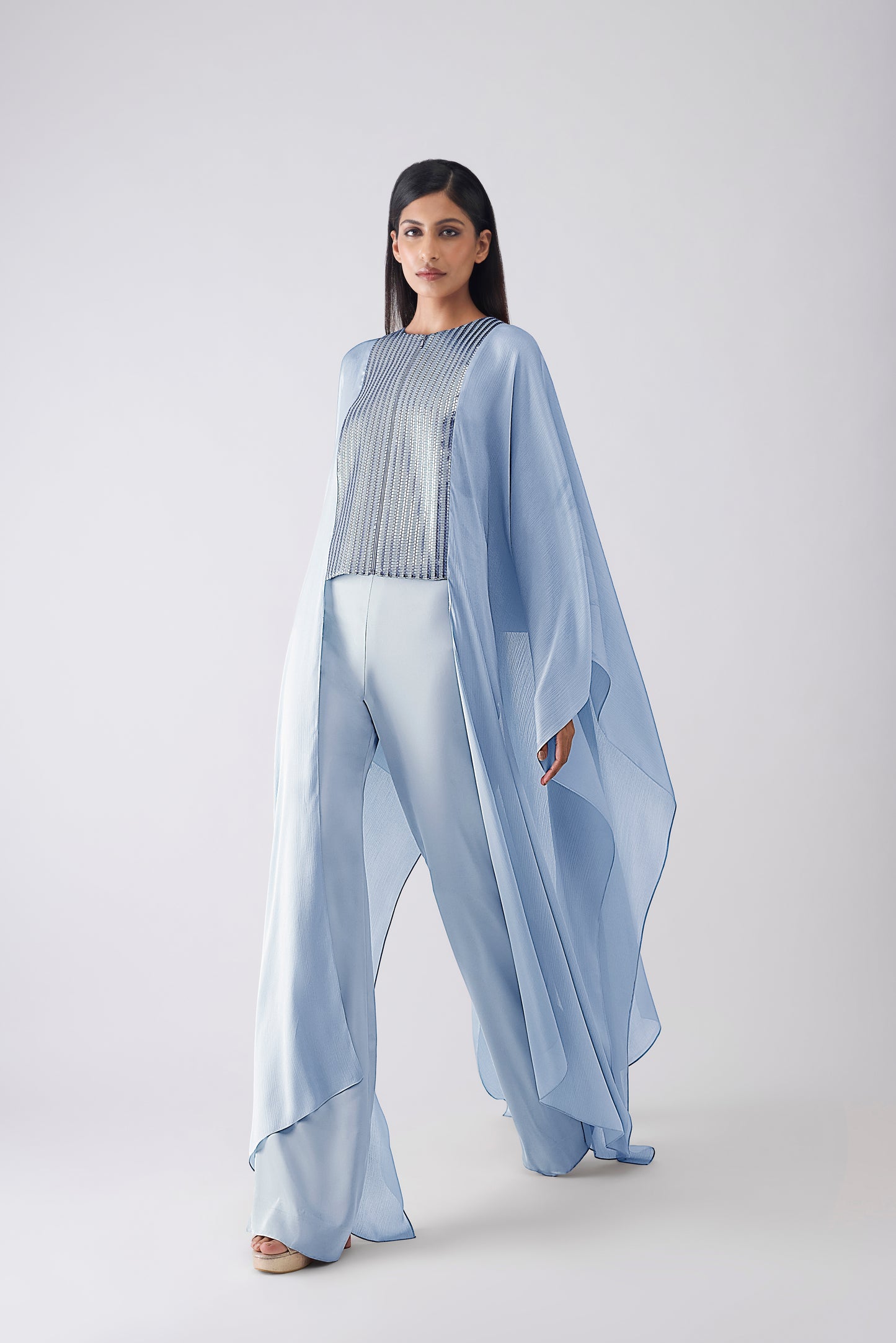 Woven Metallic Cape And Pants