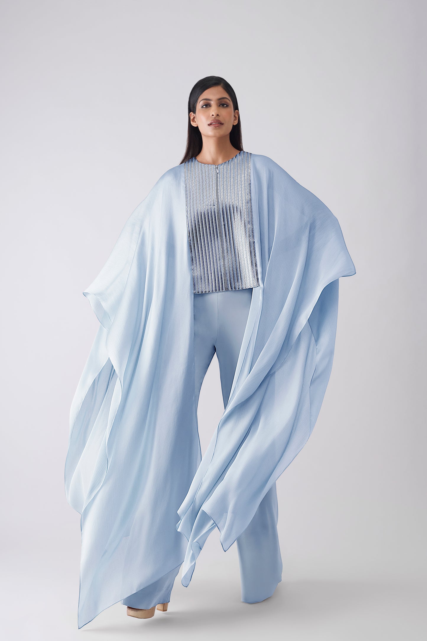 Woven Metallic Cape And Pants