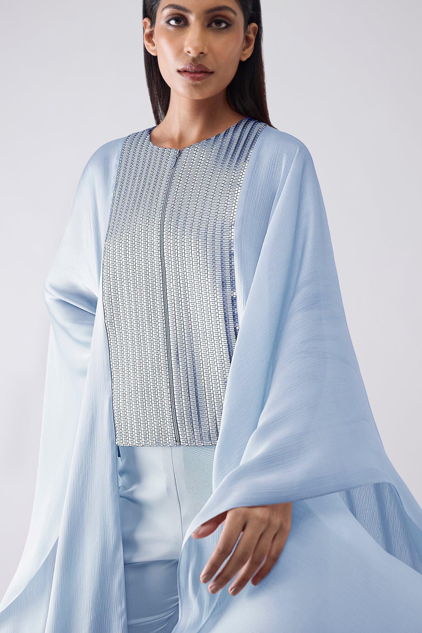 Woven Metallic Cape And Pants