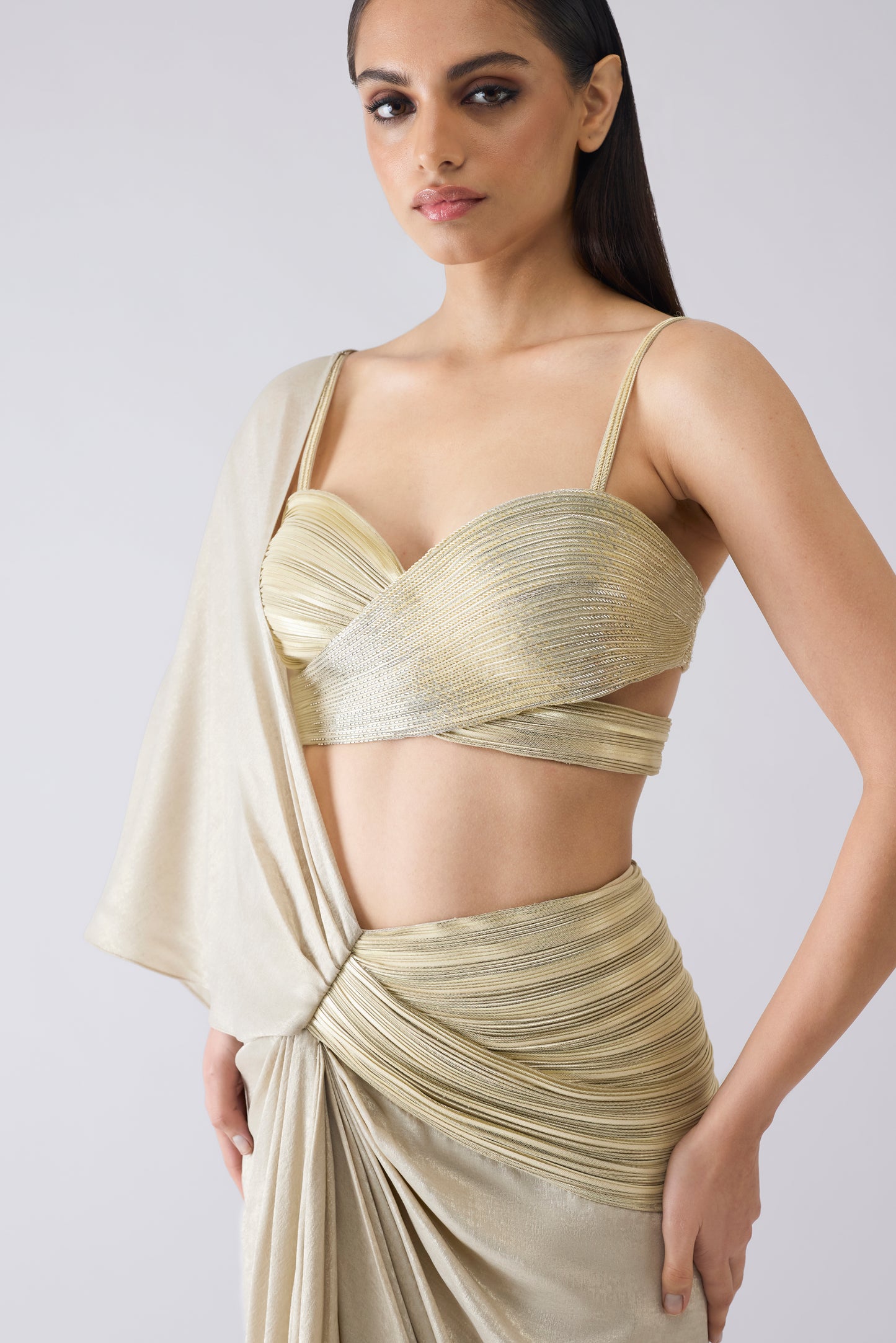 Metallic Corded Saree