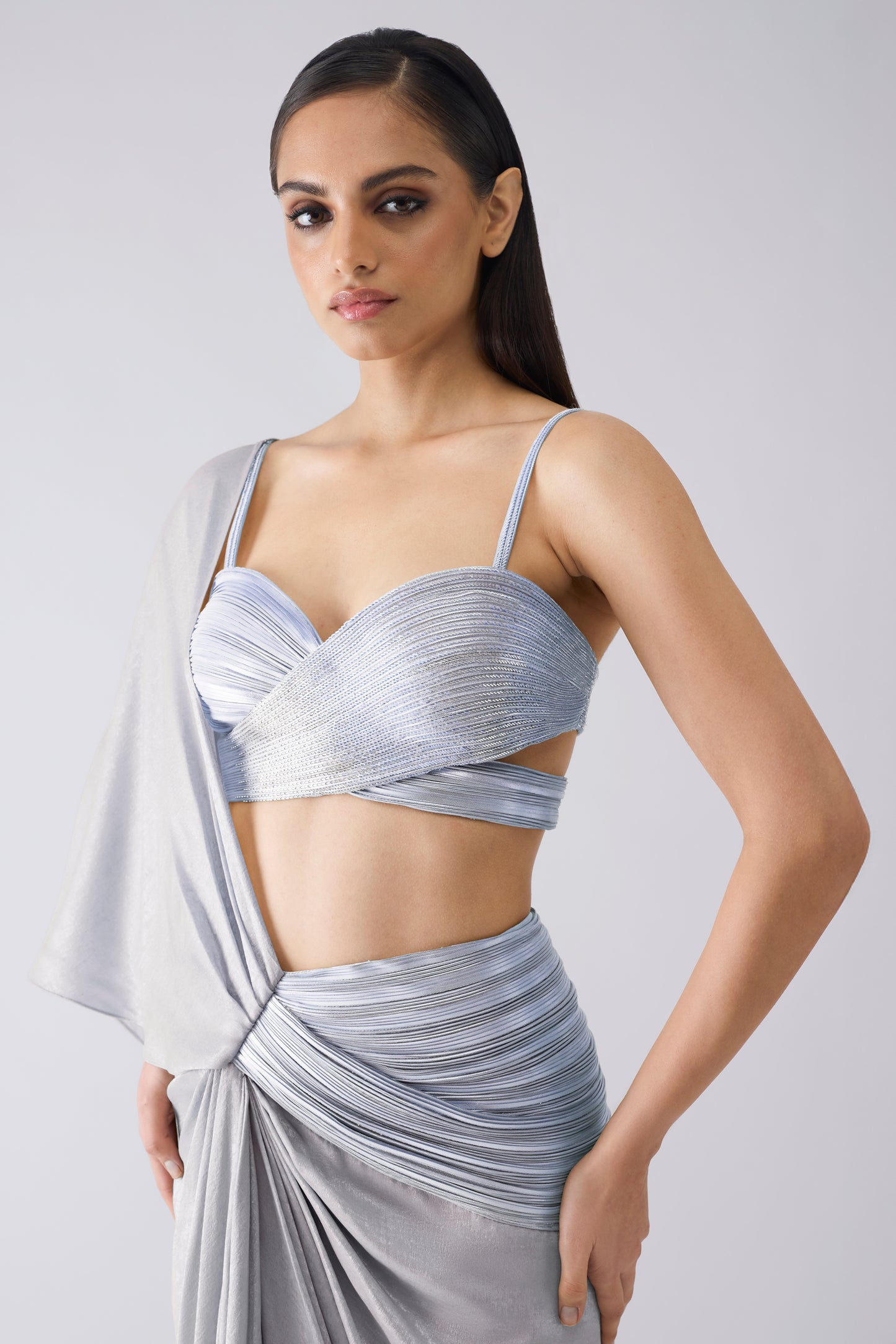 Metallic Corded Saree