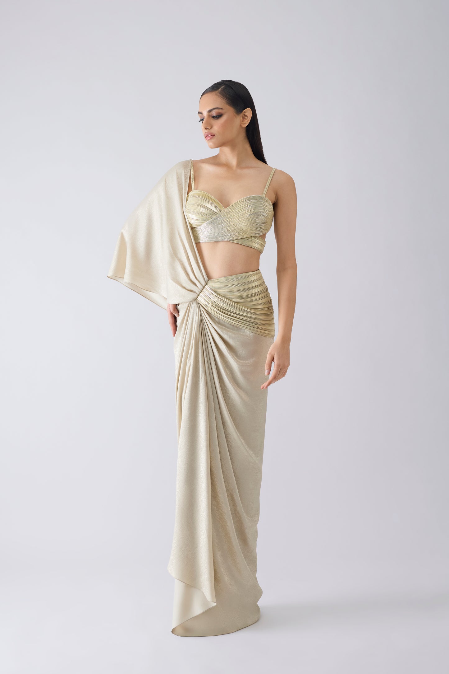 Metallic Corded Saree