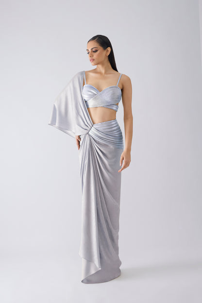 Metallic Corded Saree