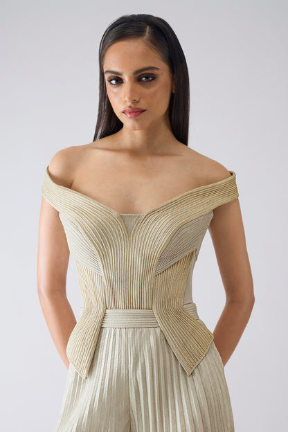Structured Plisse Jumpsuit