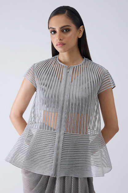 Metallic Corded Cape And Skirt
